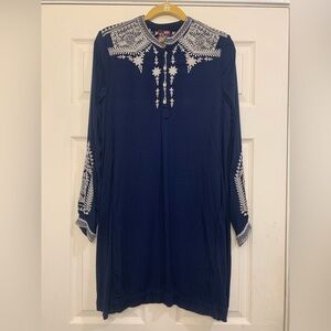 Johnny Was Workshop Navy Embroidered Small Tunic.                         2868-R